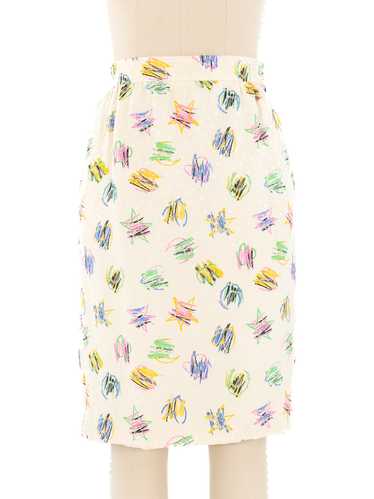 1980s Ungaro Printed Silk Skirt