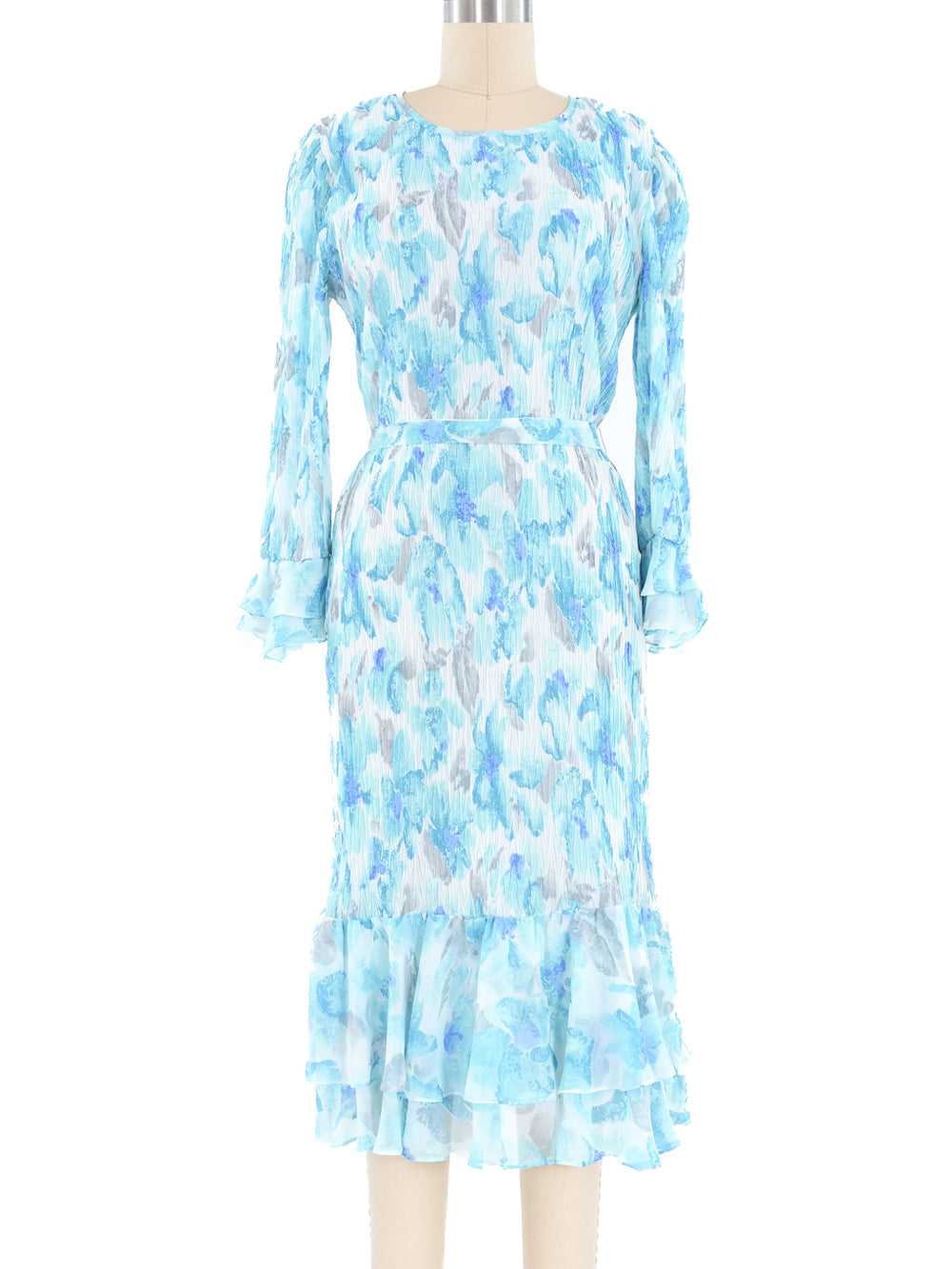 Turquoise Pleated Ruffle Dress - image 1