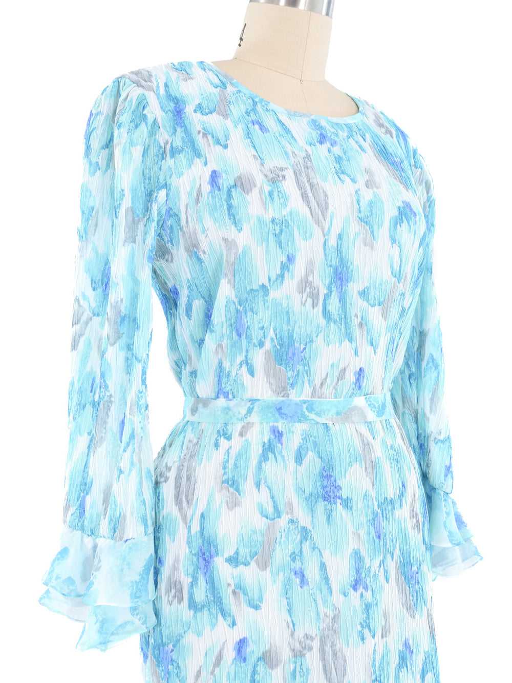 Turquoise Pleated Ruffle Dress - image 2