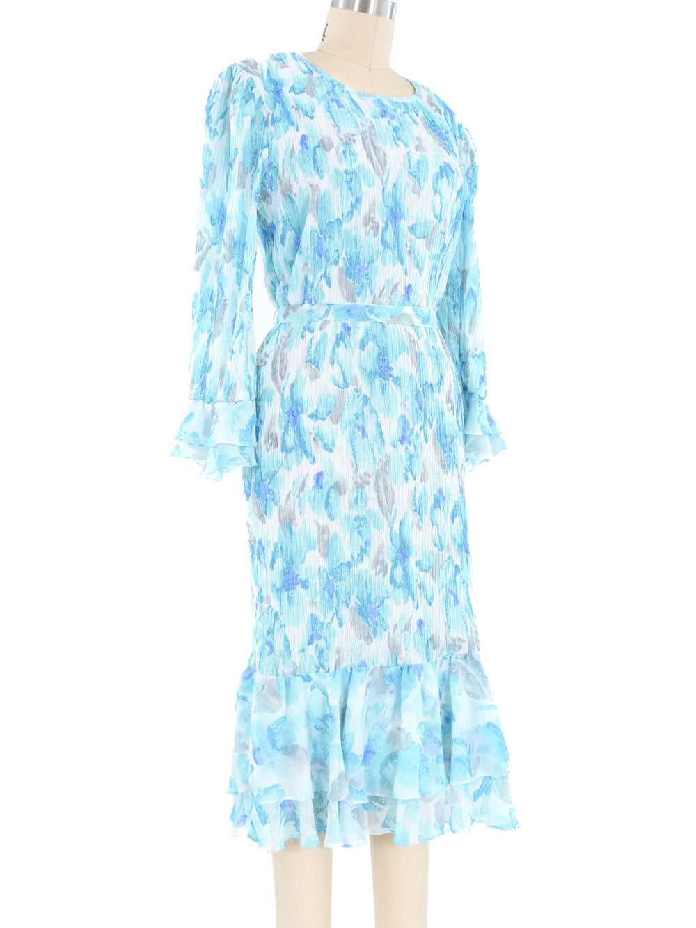 Turquoise Pleated Ruffle Dress - image 3
