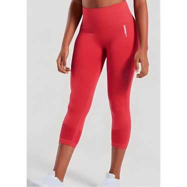 Gymshark Flex Set Womens Medium Small Red Leggings And Long Sleeve Crop Top