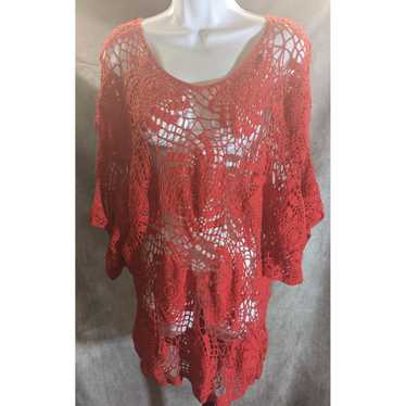 Other Denim 24/7 Red Crochet Floral Sweater