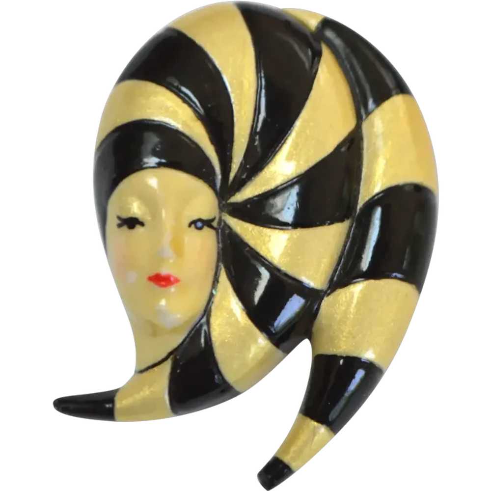 Ceramic High Fashion Female Face Brooch Pin - image 1