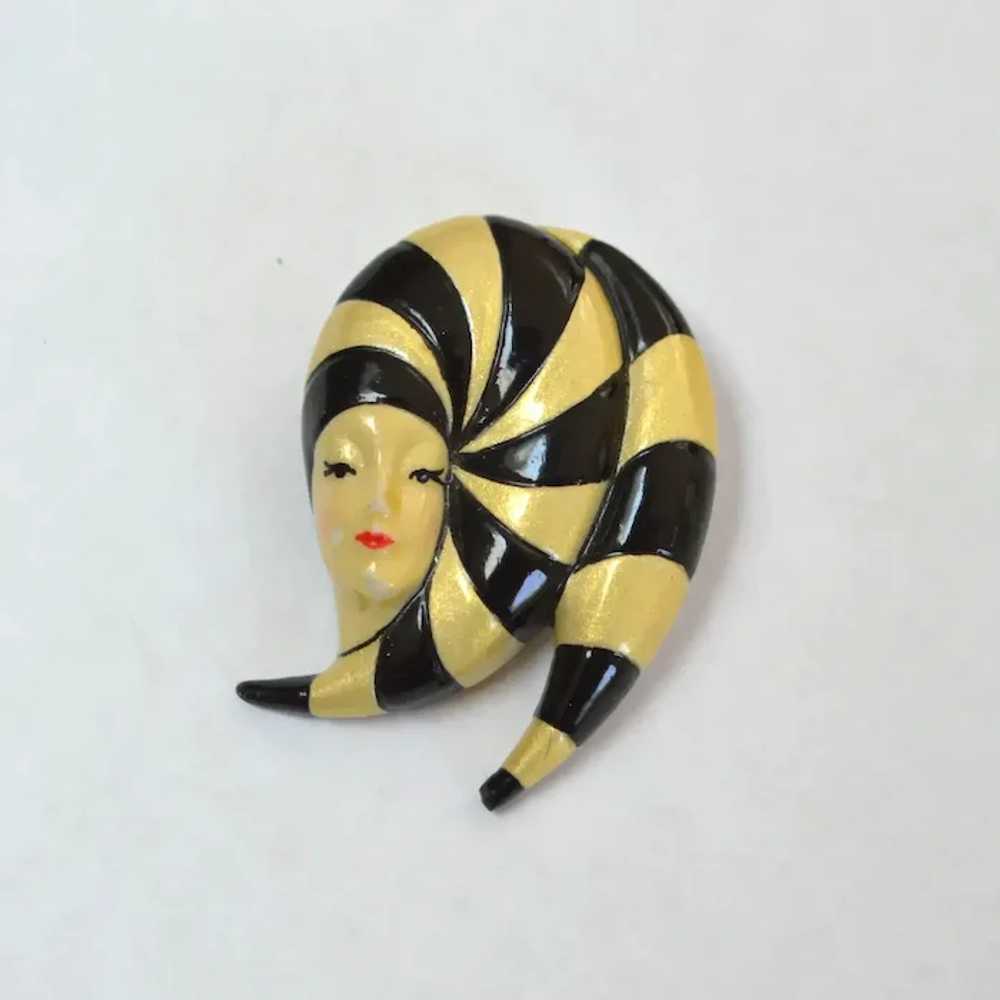 Ceramic High Fashion Female Face Brooch Pin - image 2