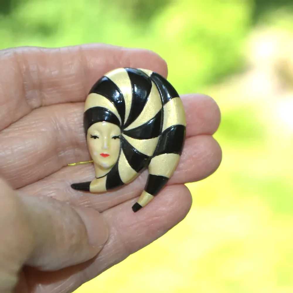 Ceramic High Fashion Female Face Brooch Pin - image 5