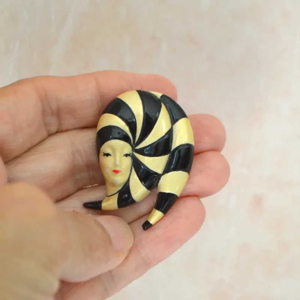 Ceramic High Fashion Female Face Brooch Pin - image 6