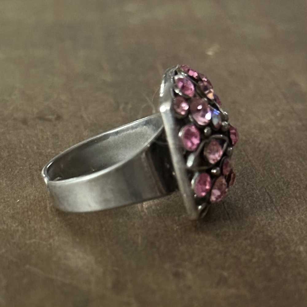 Vintage Vintage pink rhinestone adjustable ring - image 6