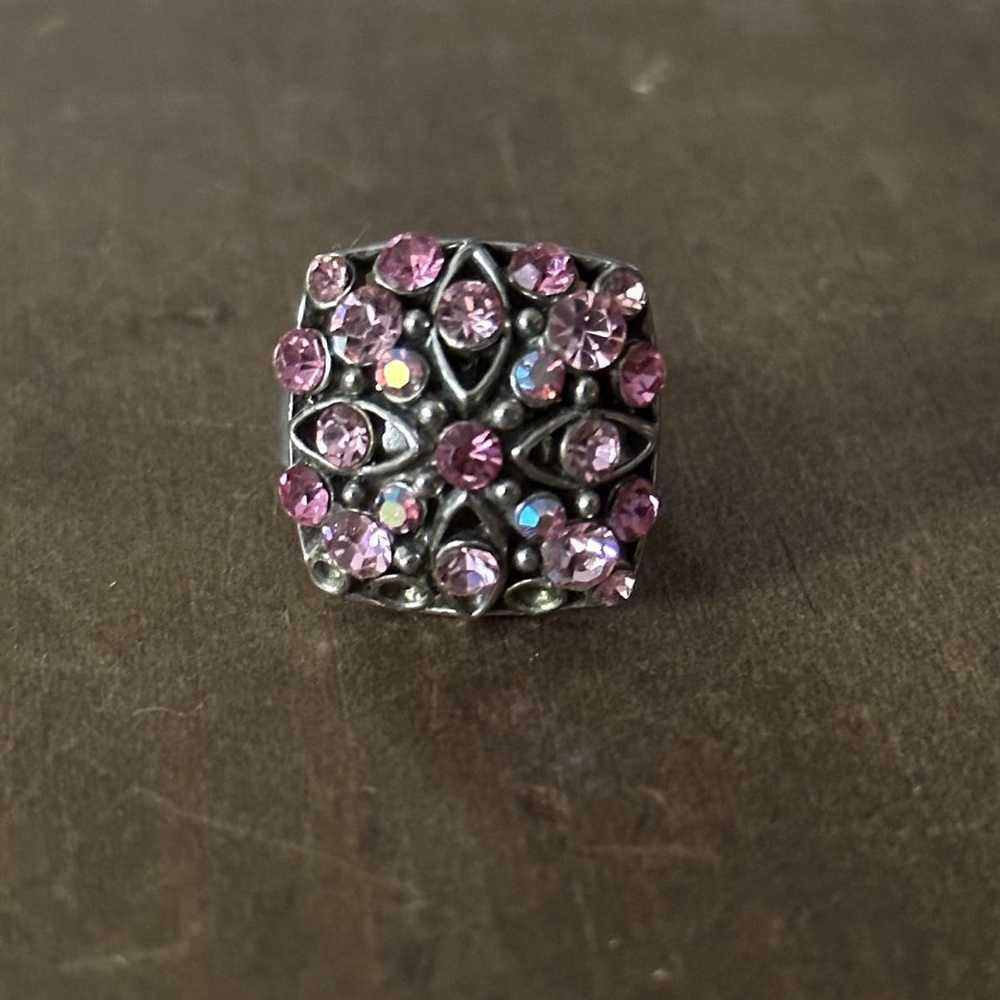 Vintage Vintage pink rhinestone adjustable ring - image 9