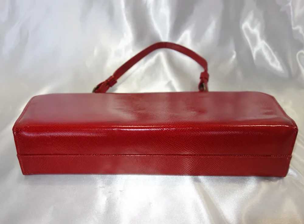 Fire Engine Red Faux Reptile Skin Handbag - image 5