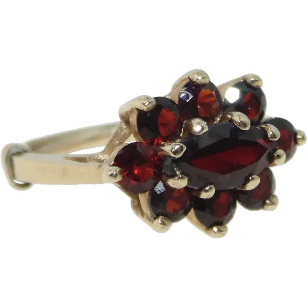 Vintage Natural Garnet Statement Ring in 14k Yell… - image 1