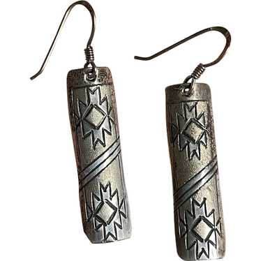 Vintage Navajo Sterling Silver Stamp-work Dangle E