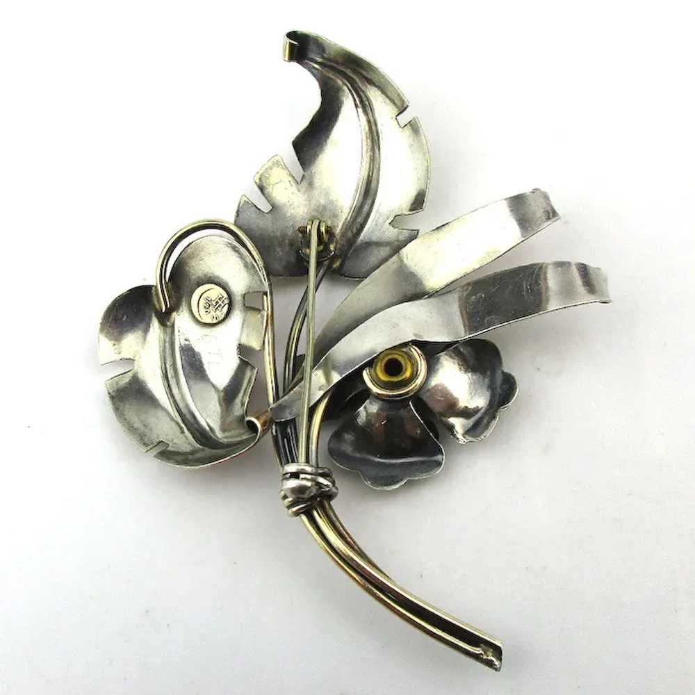 Harry Iskin Art Deco Era Flower Pin 10K GoldFilled - image 4