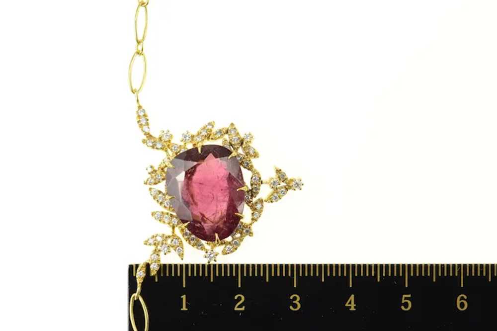 14K 7.90 Ctw Pink Tourmaline Diamond Floral Chain… - image 4