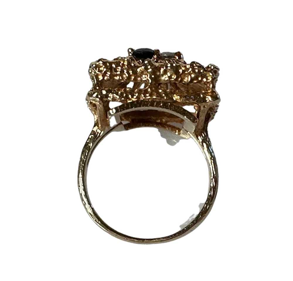 14K YG Square Top Sapphire & Diamond Ring - image 8