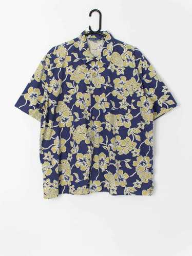 Mens vintage Quicksilver Hawaiian shirt, blue and… - image 1