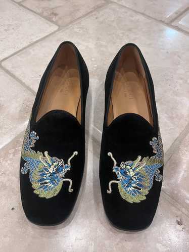 Gucci Gucci Suede Dragon Embroidered Loafers