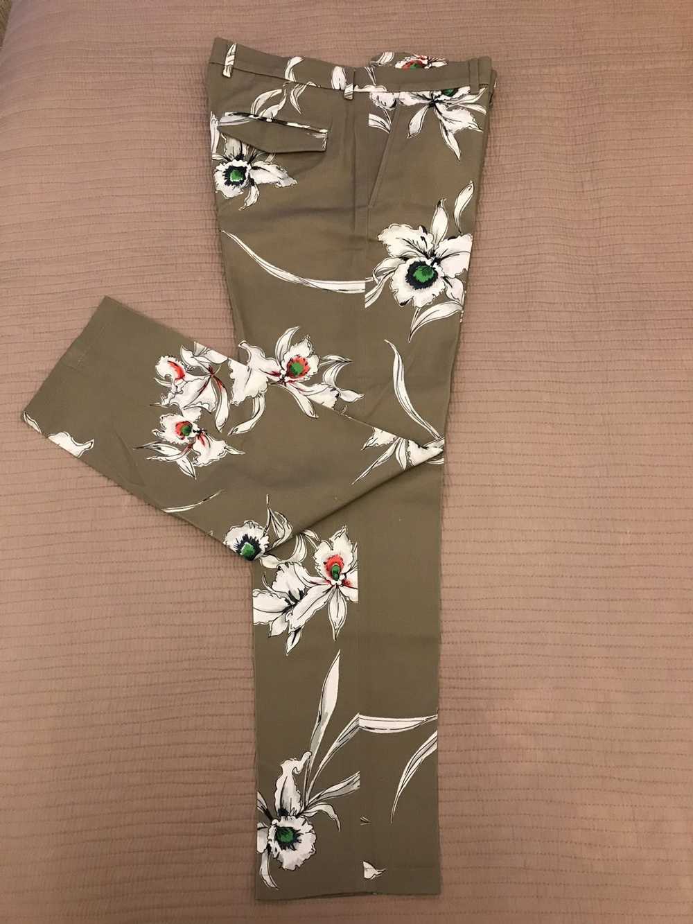 Valentino Valentino Flower Pattern Green Trousers… - image 1