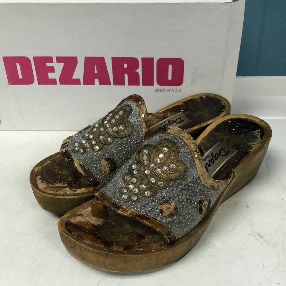 Vintage DEZARIO Frosty2 bling cork heel sandal sh… - image 1