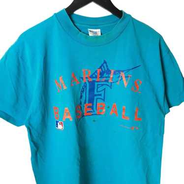 USED MAJESTIC FLORIDIA MARLINS T-SHIRT JERSEY SIZE XL