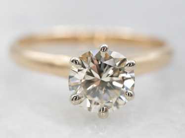 Champagne Diamond Solitaire Engagement Ring - image 1