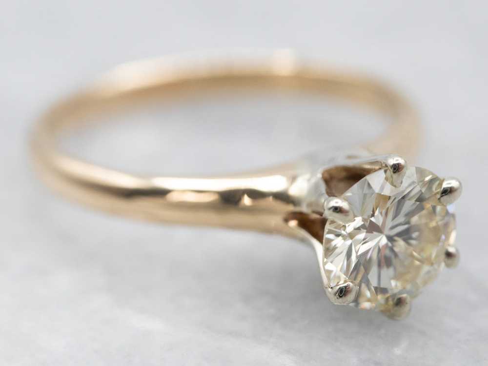 Champagne Diamond Solitaire Engagement Ring - image 2
