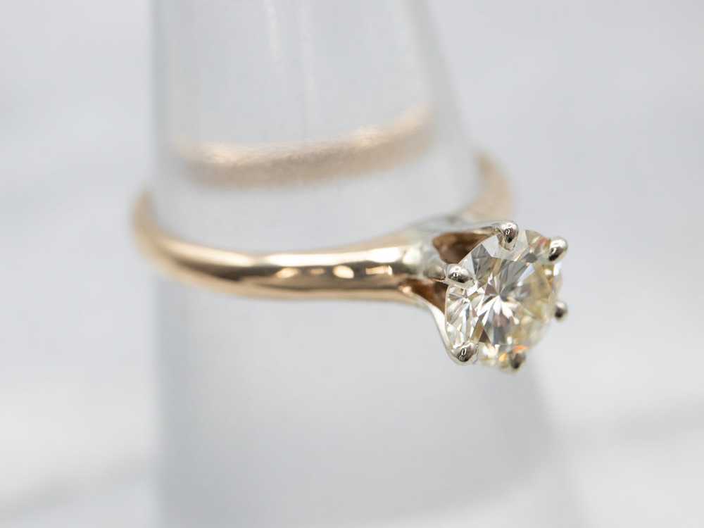 Champagne Diamond Solitaire Engagement Ring - image 4