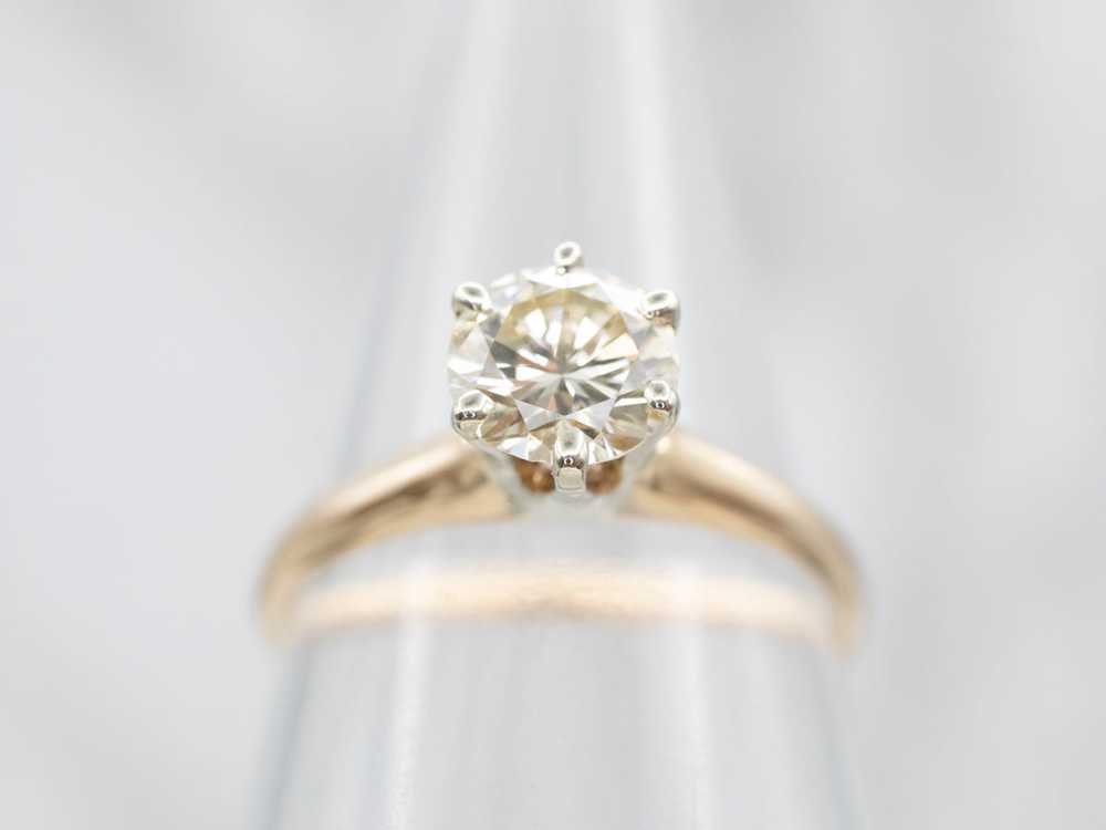 Champagne Diamond Solitaire Engagement Ring - image 5
