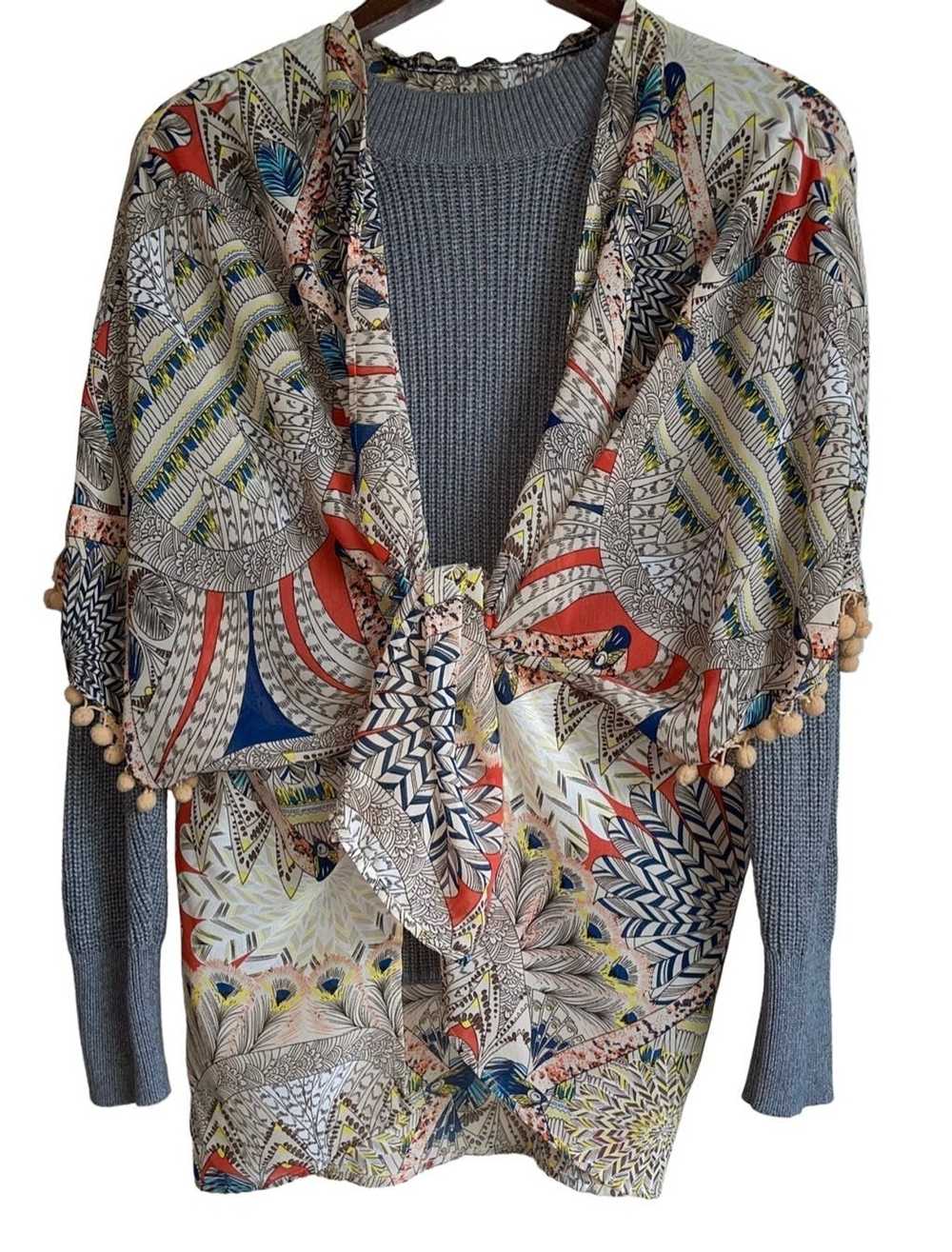 Vintage Umgee Tribal Feather Kimono Cardigan - image 1