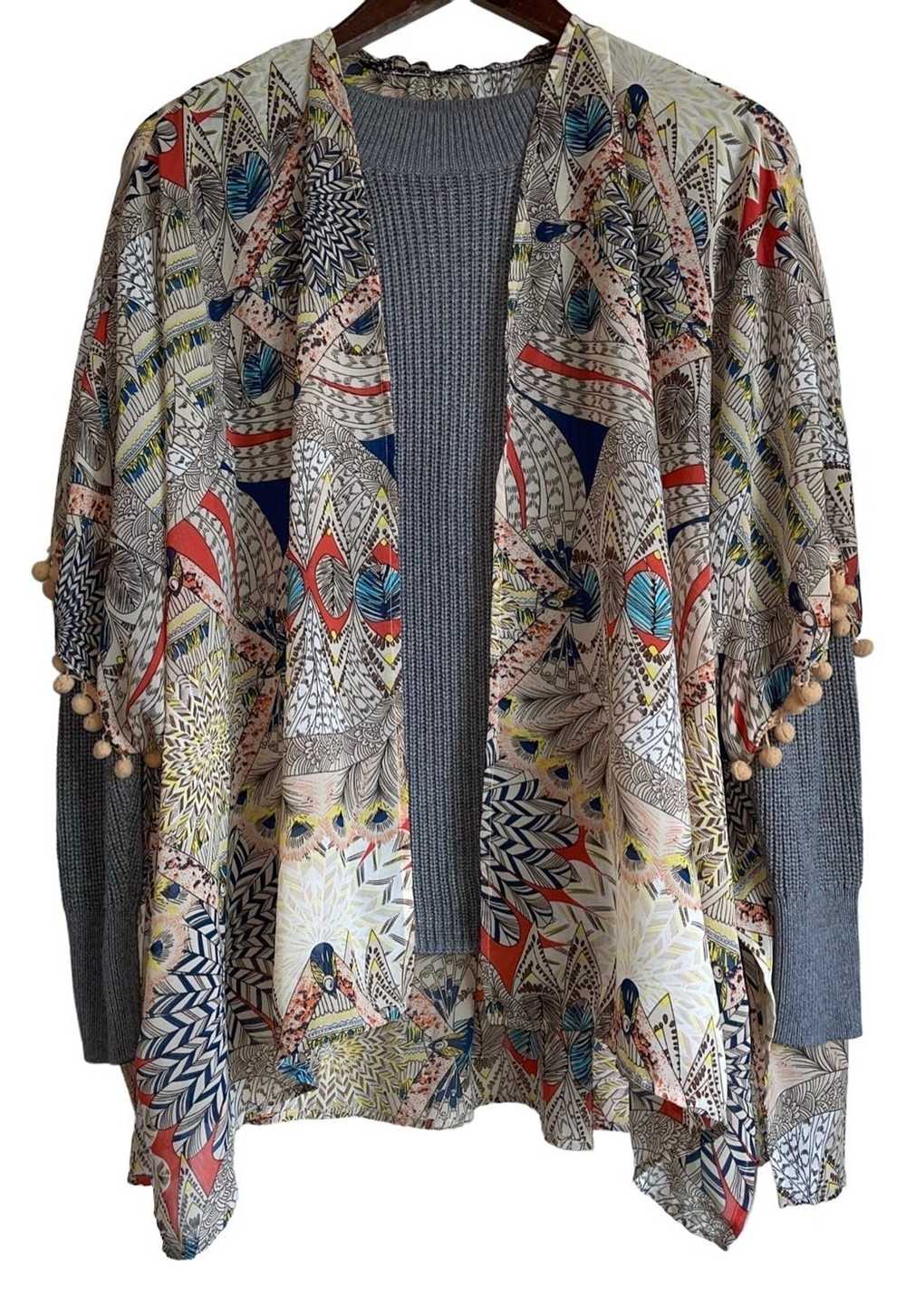 Vintage Umgee Tribal Feather Kimono Cardigan - image 2