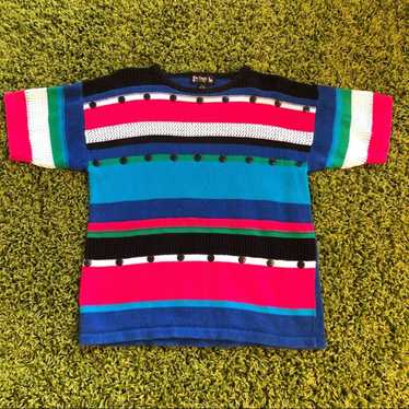 Vintage Vintage Abstract Striped Knit Shirt - image 1