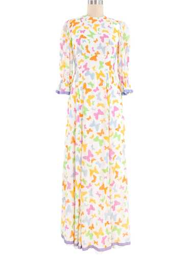 Pastel Butterfly Printed Maxi Dress