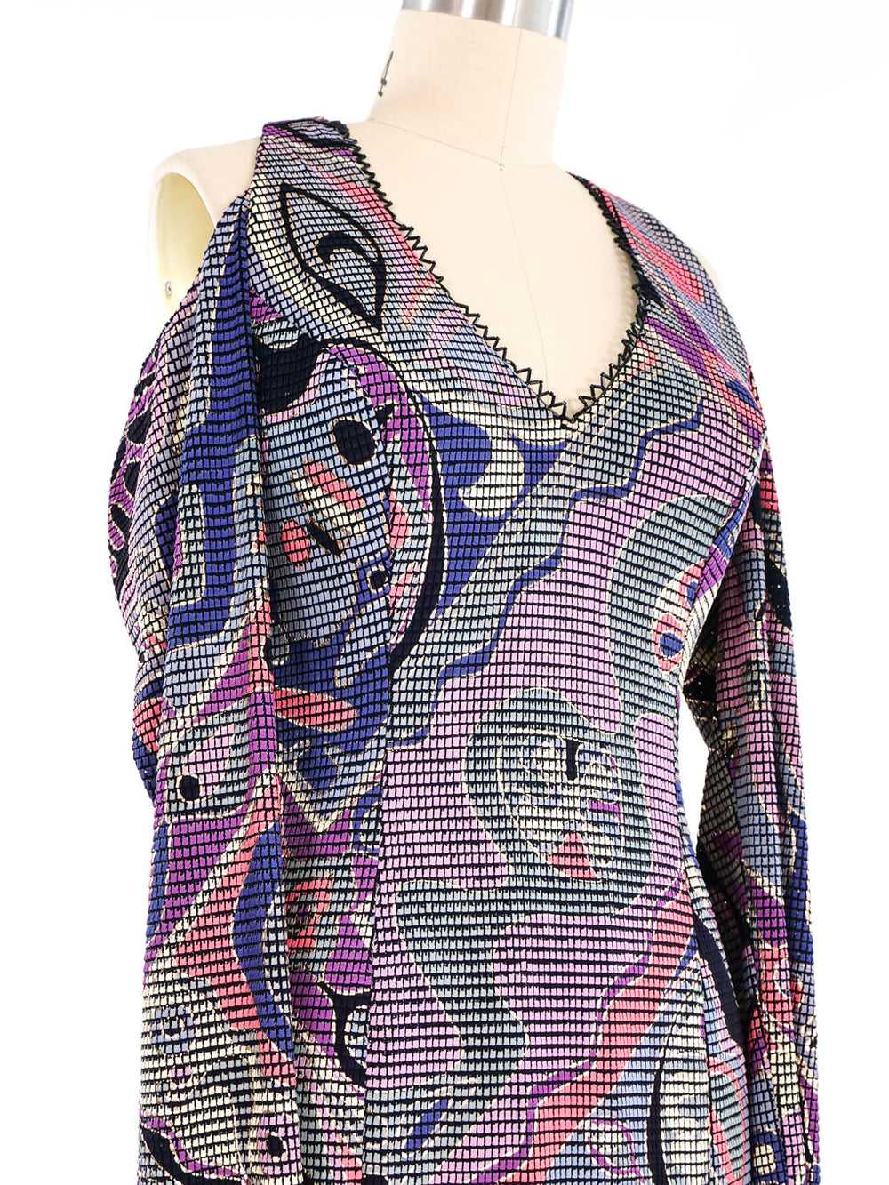 Open Shoulder Metallic Mosaic Maxi Dress - image 2