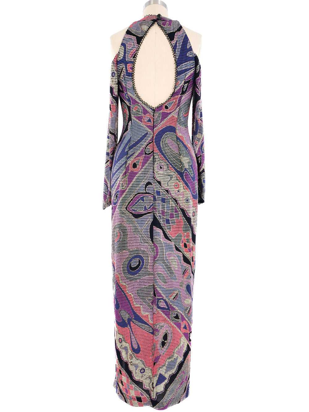 Open Shoulder Metallic Mosaic Maxi Dress - image 4