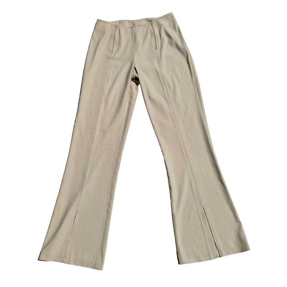 Vintage 70's Flare Pants 6T Tall Long Tan Mid Ris… - image 1