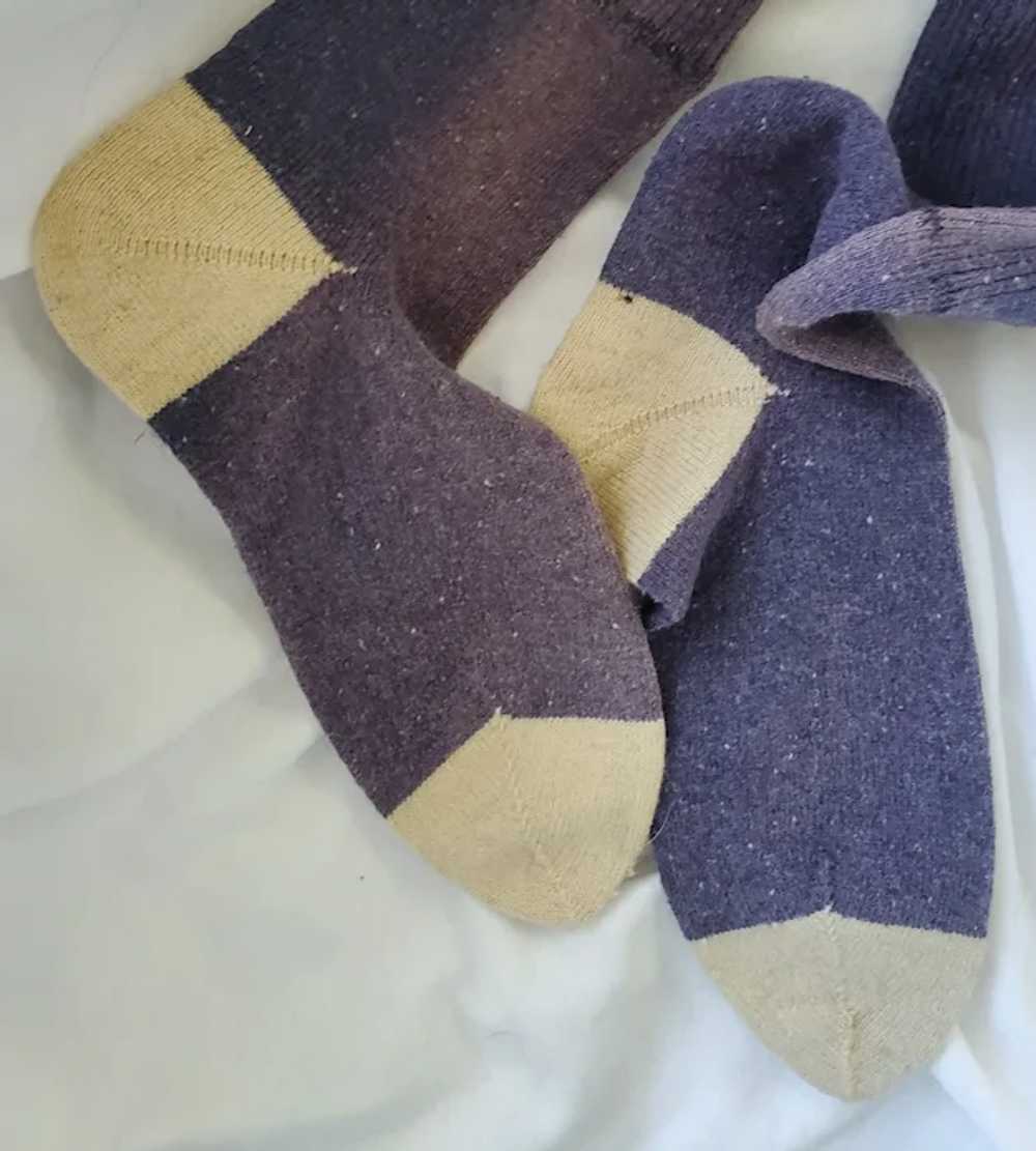 Pr. Vintage Hand Knit Wool Socks/Stockings - image 2