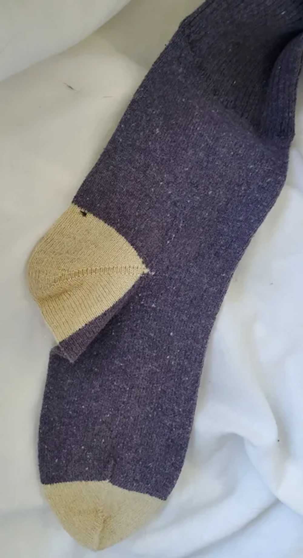 Pr. Vintage Hand Knit Wool Socks/Stockings - image 3