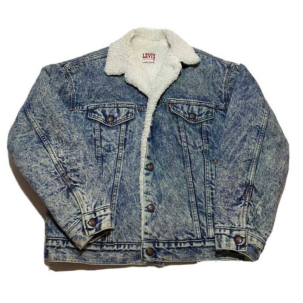 Levi's Vintage Levi’s Denim Jacket Sz L Sherpa Tr… - image 1