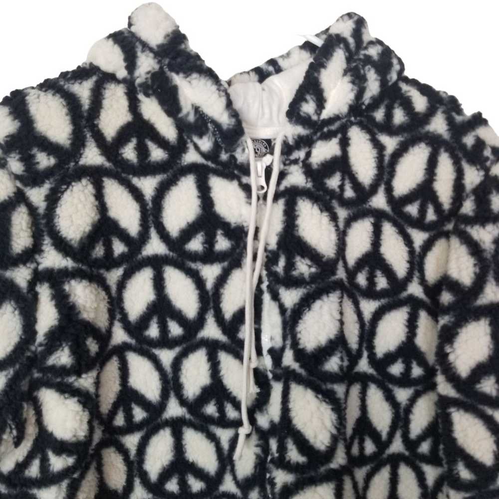 Pacsun Pacsun M Peace Sign Print Full Zip Sherpa … - image 3