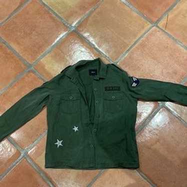 Rails Army Green Button-Down Jacket With Patches - image 1