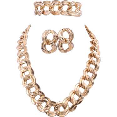 Bracelet Earrings Necklace Demi Double Curb Link - image 1
