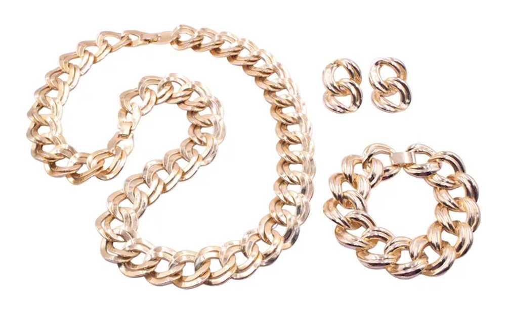 Bracelet Earrings Necklace Demi Double Curb Link - image 5