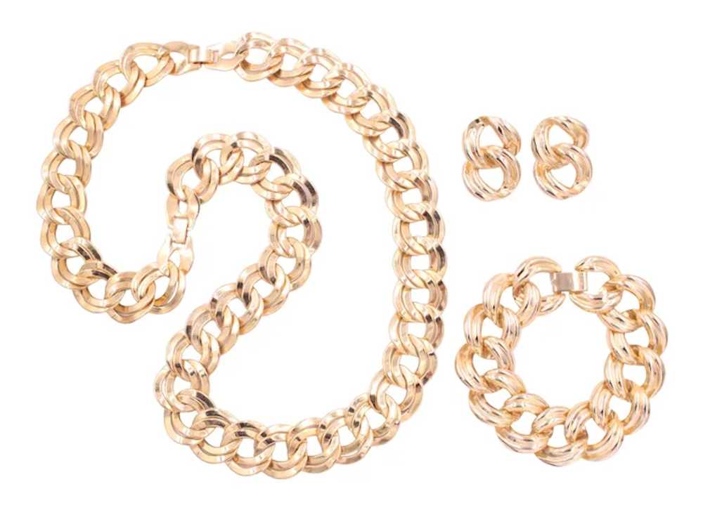 Bracelet Earrings Necklace Demi Double Curb Link - image 6