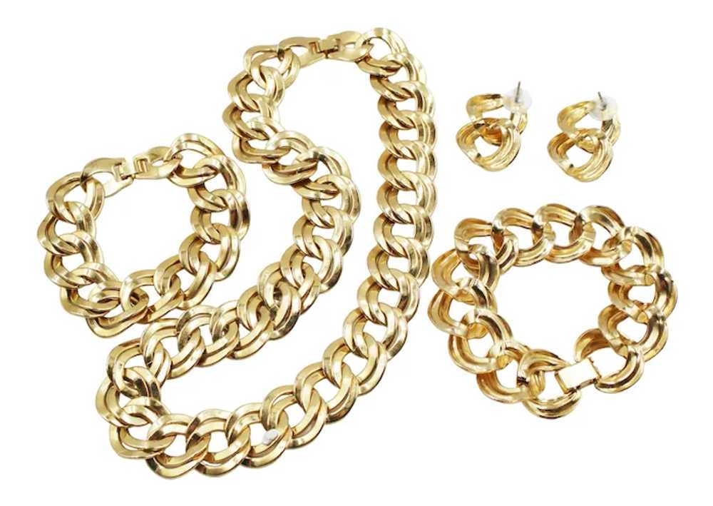 Bracelet Earrings Necklace Demi Double Curb Link - image 7