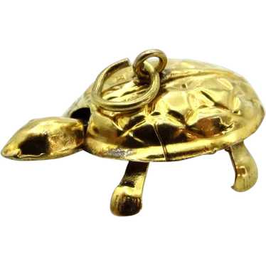 14K Yellow Gold Articulated Turtle Charm - 3D
