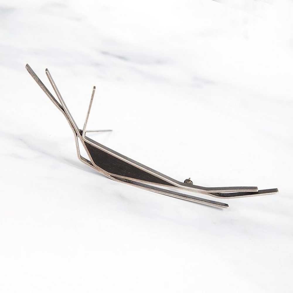 Betty Cooke Modernist Sterling and Ebony Brooch M… - image 1