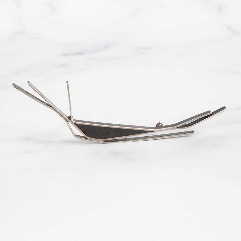 Betty Cooke Modernist Sterling and Ebony Brooch M… - image 2