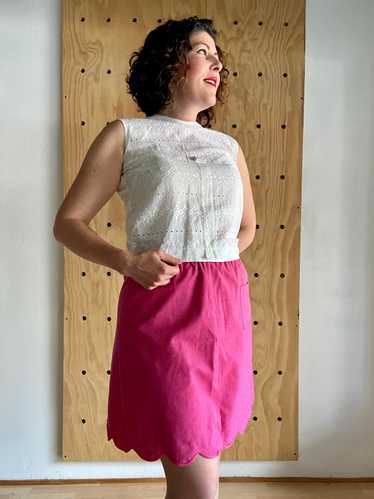 1980s Pink Scallop-Hem Skirt (L/XL)