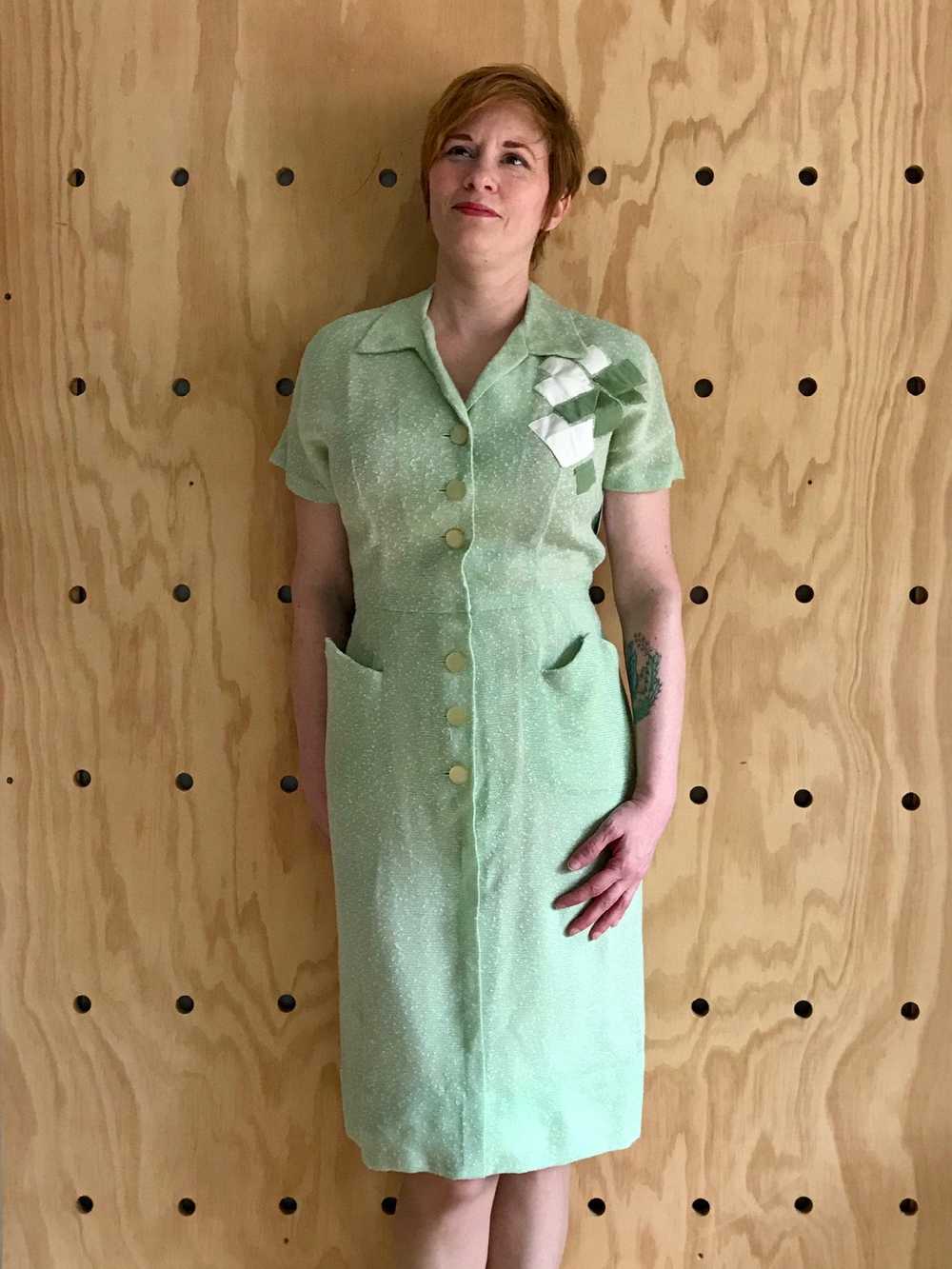 1940s Syd of Chicago Green Dress (M) - image 3