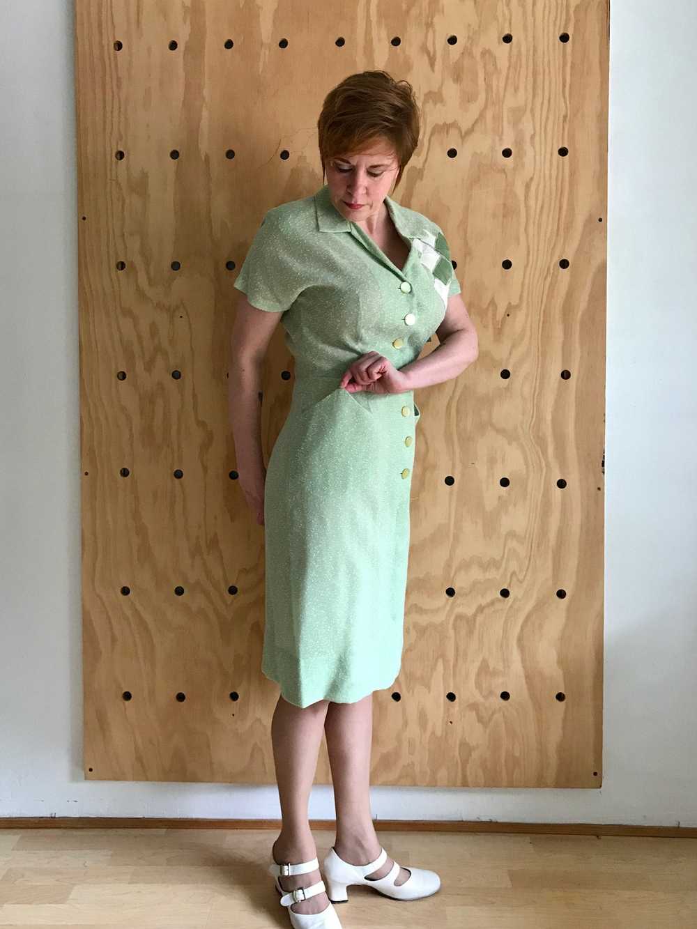 1940s Syd of Chicago Green Dress (M) - image 4