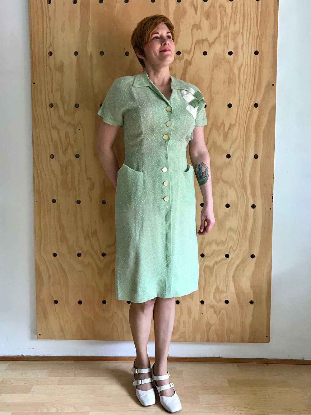 1940s Syd of Chicago Green Dress (M) - image 5